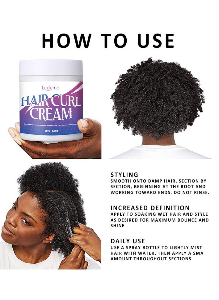 لوكس فيوم كريم Curl Define Cream ، كريم فك تشابك الشعر ، كريم تصفيف الشعر ، كريم منشط للتجعيد المرطب المضاد للتجعد لجميع أنواع الشعر (8.8 أونصة) - Image 3