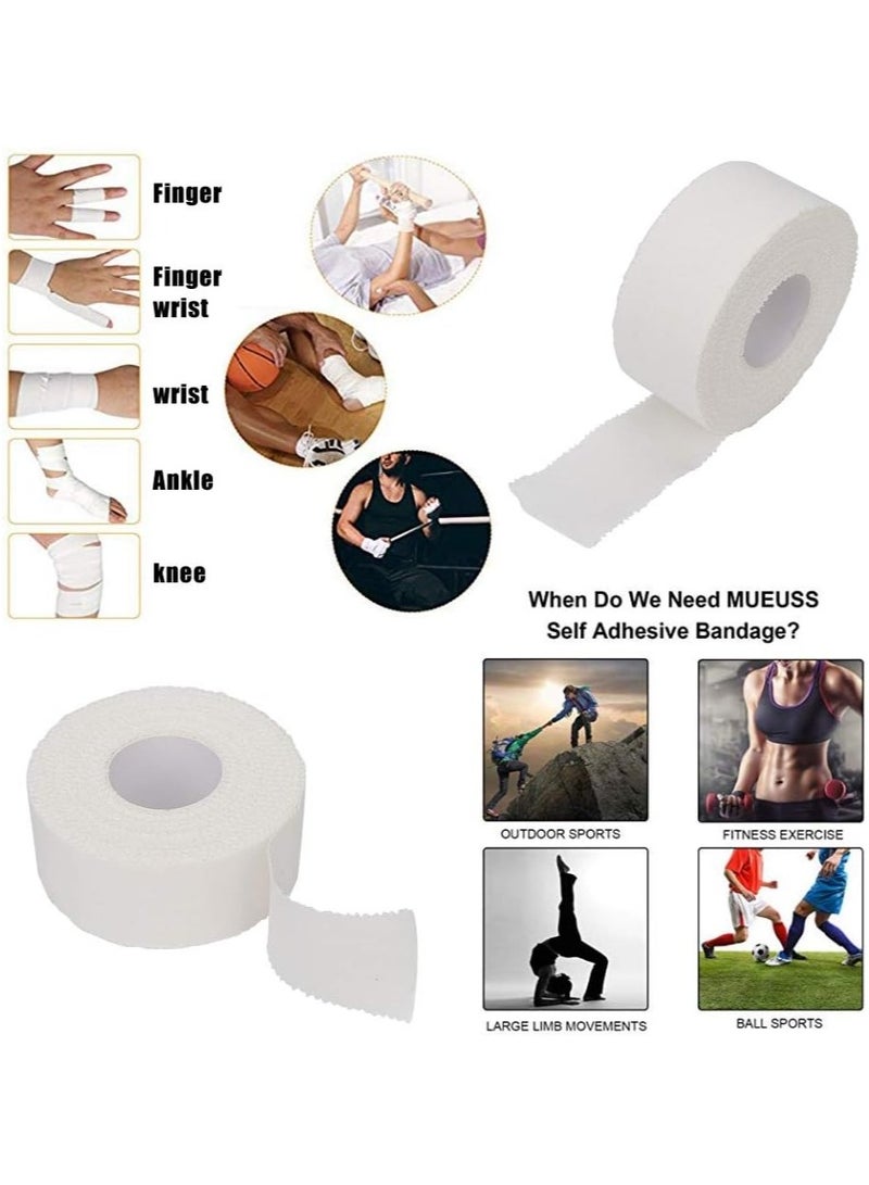 Goolsky White Athletic Sports Tape, Self Adherent Cohesive Wrap Bandages, Easy Tear Zigzag Edge First Aid Tape, Elastic Self Adhesive Tape for Athlete &  Trainers  - Image 2