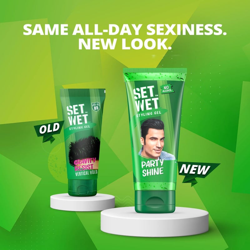 SET WET Set Wet Styling Hair Gel for Men Party Shine 50gm Strong Hold High Shine For Short to Medium Hair No Alcohol No Sulphate - Image 2