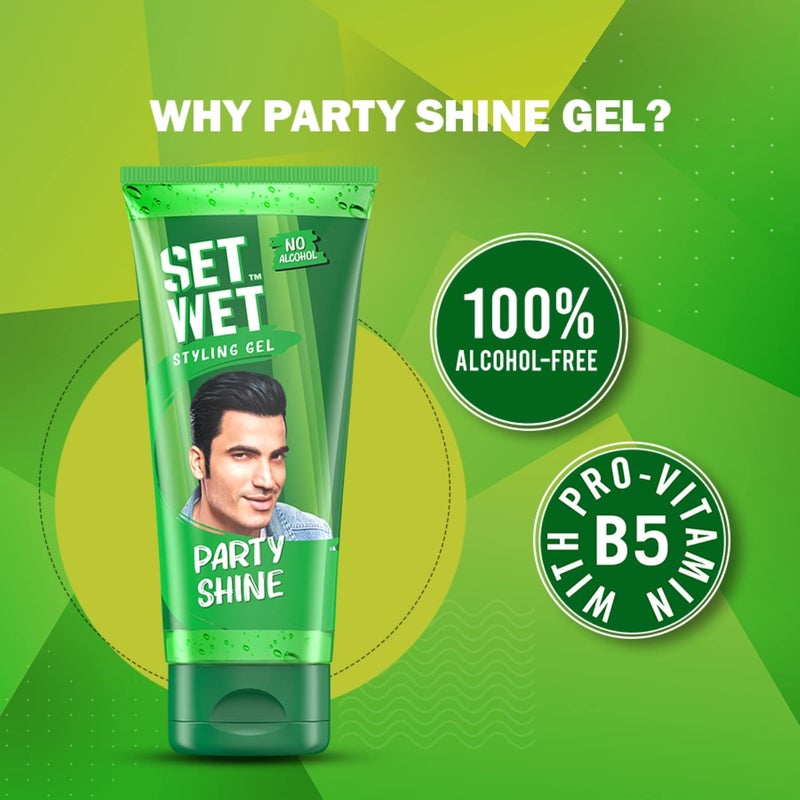 SET WET Set Wet Styling Hair Gel for Men Party Shine 50gm Strong Hold High Shine For Short to Medium Hair No Alcohol No Sulphate - Image 3