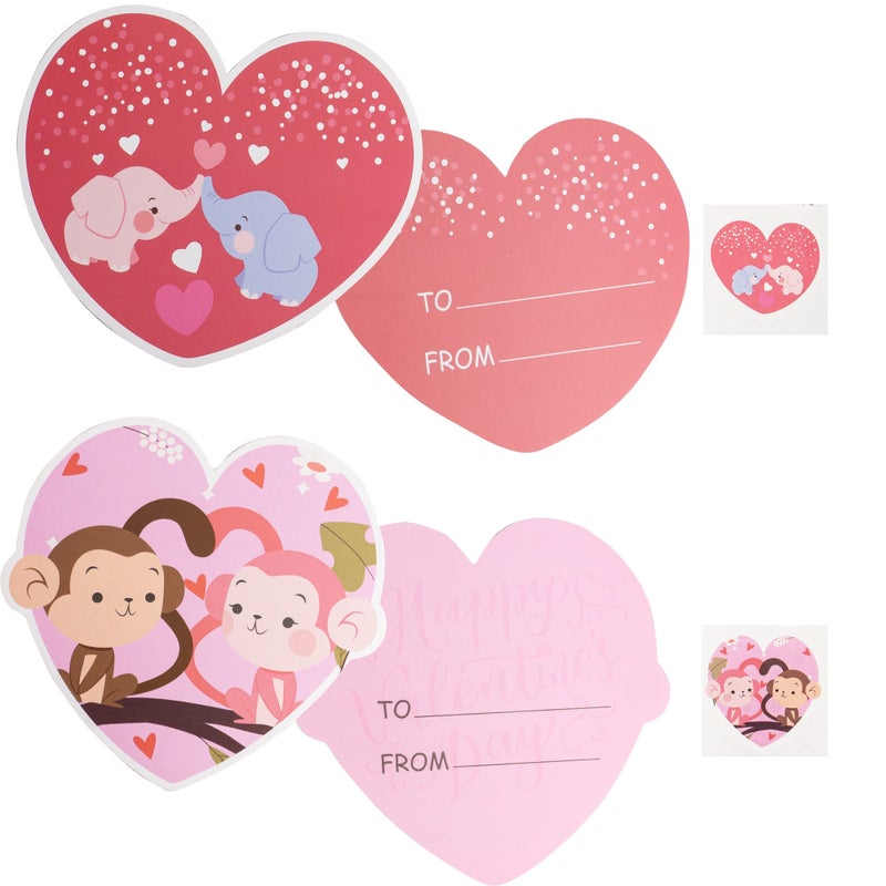 Uptotop 40 Pack Valentine's Day Greeting Cards for Classmates, Valentines Cards Set with Cute Bookmarks, Temporary Tattoos, Stickers and Envelopes for Classmate, Teachers, 8 Different Designs - Image 5