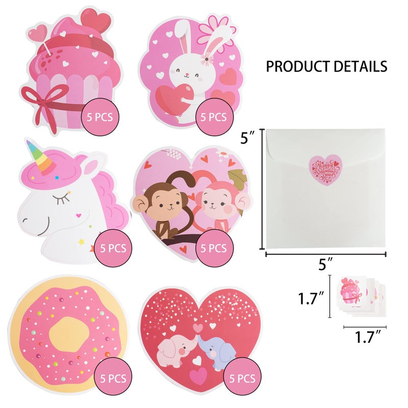 Uptotop 40 Pack Valentine's Day Greeting Cards for Classmates, Valentines Cards Set with Cute Bookmarks, Temporary Tattoos, Stickers and Envelopes for Classmate, Teachers, 8 Different Designs - Image 2