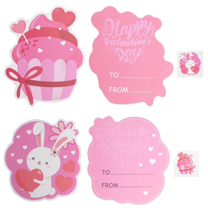Uptotop 40 Pack Valentine's Day Greeting Cards for Classmates, Valentines Cards Set with Cute Bookmarks, Temporary Tattoos, Stickers and Envelopes for Classmate, Teachers, 8 Different Designs - Image 3