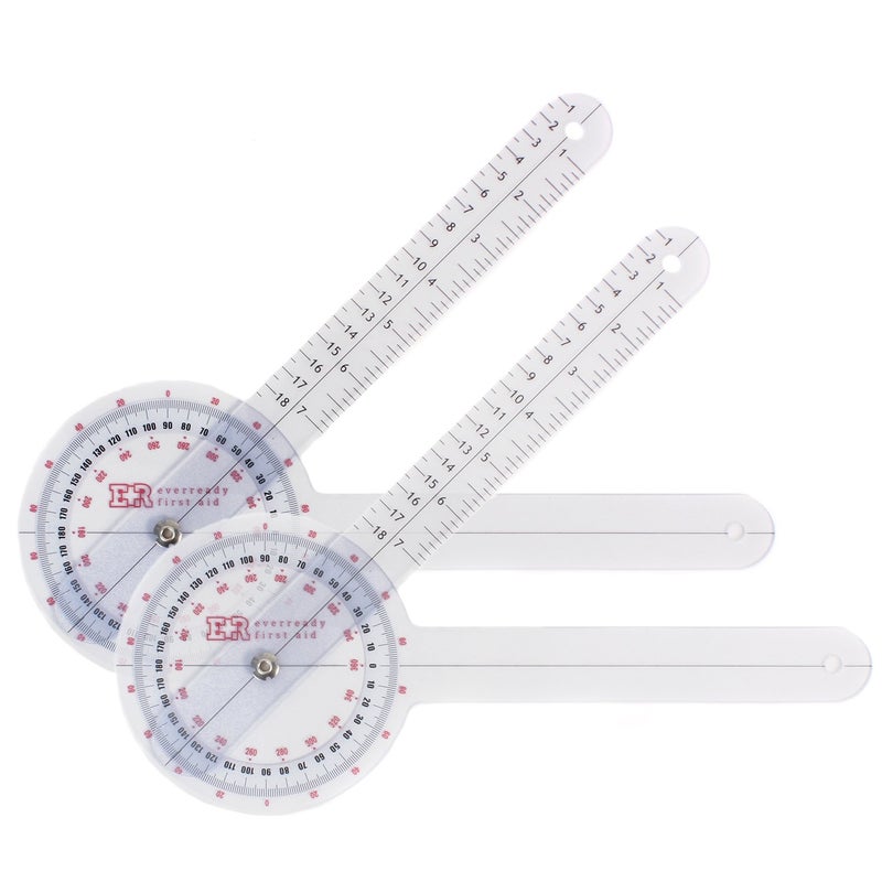 Ever Ready First Aid Plastic 12 Goniometer 360 Degree ISOM 2 Pack