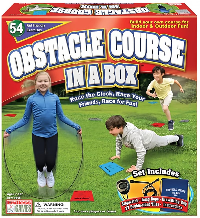 Endless Games Obstacle Course in A Box - Indoor & Outdoor Game with 54 Fun Physical Challenges for 1 or More Players