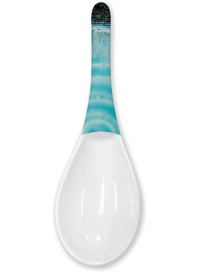 Servewell HARMONY MELAMINE SERVING SPOON 27CM GREEN BLUE IRREGULAR CIRCLE DECAL