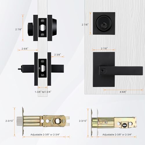 Haidms Black Exterior Door Lock Set With Deadbolt, Matte Black Front Door Handle, Keyed Alike Entry Locksets, Heavy Duty Zinc-alloyed Front Door Lock - Image 5