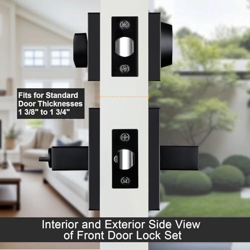 Haidms Black Exterior Door Lock Set With Deadbolt, Matte Black Front Door Handle, Keyed Alike Entry Locksets, Heavy Duty Zinc-alloyed Front Door Lock - Image 3