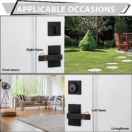 Haidms Black Exterior Door Lock Set With Deadbolt, Matte Black Front Door Handle, Keyed Alike Entry Locksets, Heavy Duty Zinc-alloyed Front Door Lock - Image 2