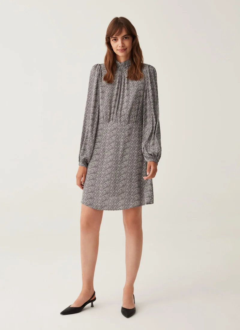 Ovs Short dress with herringbone print