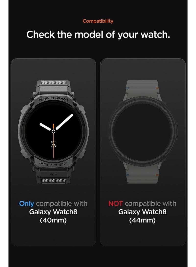 Spigen Rugged Armor Pro for Samsung Galaxy Watch 8 40mm Case with Band (2025) - Matte Black - Image 2