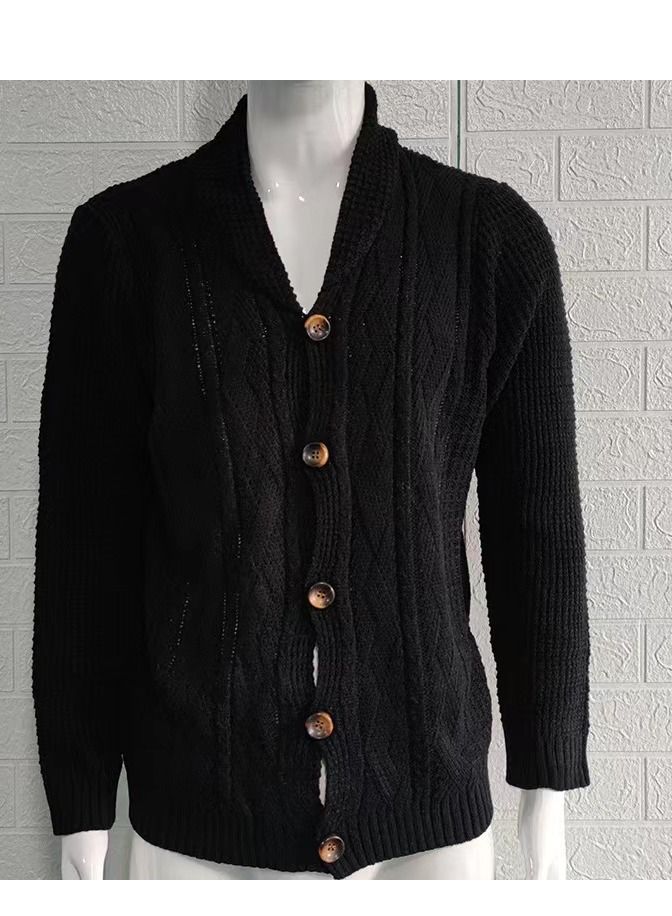 Loquat Men's Button-down Cardigan Solid Color Sweater  - Image 2