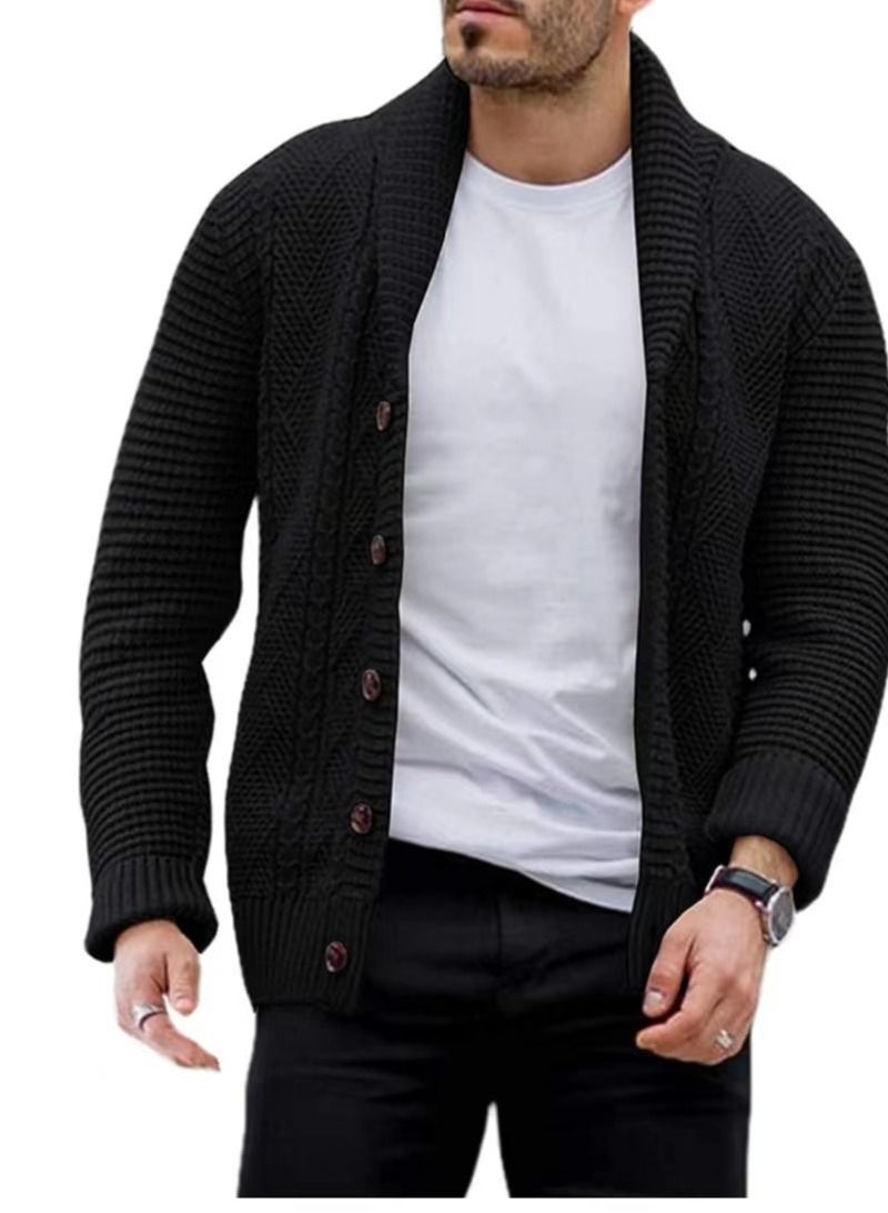Loquat Men's Button-down Cardigan Solid Color Sweater  - Image 1
