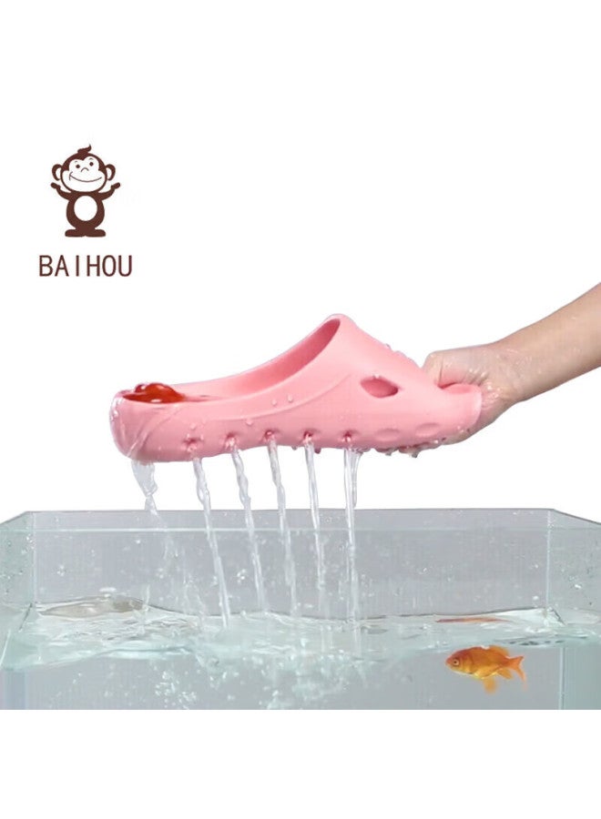 Baihou White Monkey Leak-proof Men And Women Children's Bathroom Breathable Anti-slip Summer Home Parent-child Fishing Slippers Sweet Pink 30-31 - Image 1