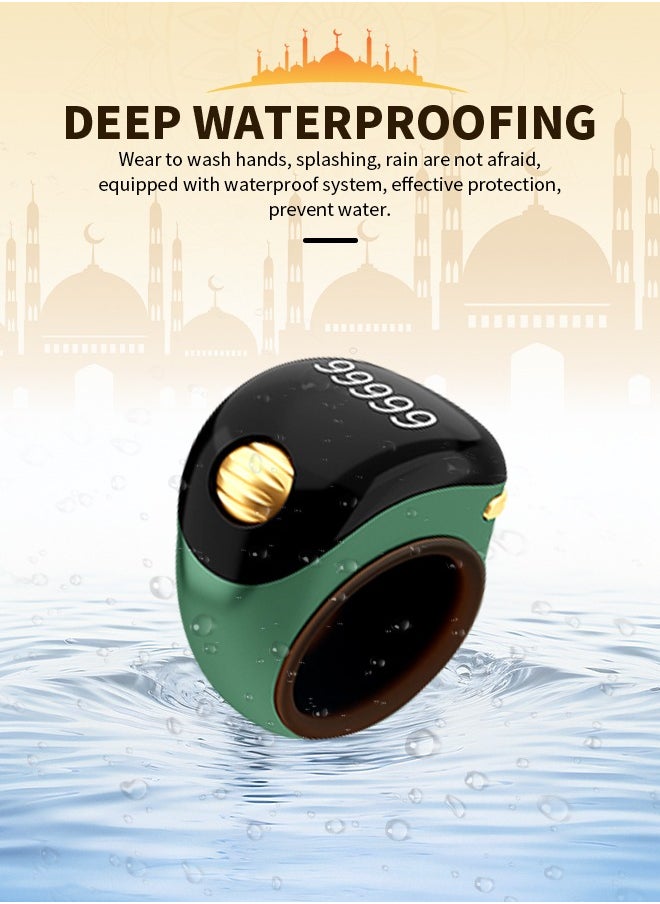Generic - Muslim OLED Digital Rosary Rechargeable Prayer Ring Zikr Counter Vibration Reminder Scrolling Counting Finger Ring Waterproof Muslim Accessory Compatible 18/20/22mm Size Replaceable - Image 1