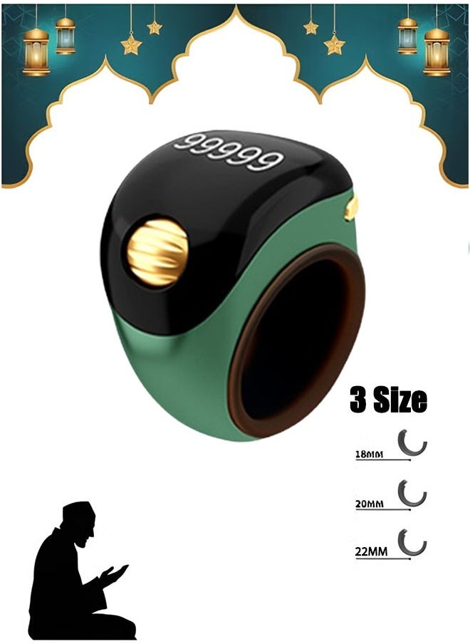 Generic - Muslim OLED Digital Rosary Rechargeable Prayer Ring Zikr Counter Vibration Reminder Scrolling Counting Finger Ring Waterproof Muslim Accessory Compatible 18/20/22mm Size Replaceable - Image 1