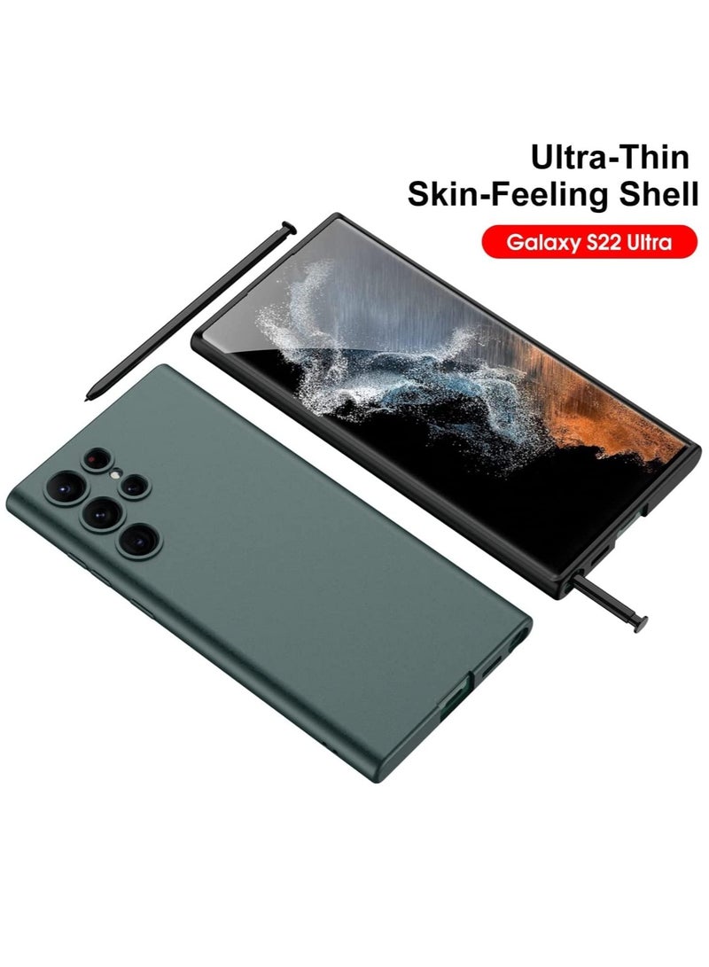 إلترازون ELTERAZONE Compatible S22 Ultra Case, Skin Touch Silicone Gel Rubber, Soft, Sleek Protection,Slim Fit Full Body Shockproof Protective Phone Cover for Samsung Galaxy S22 Ultra (6.8 Inch)(2022)(Green) - Image 4