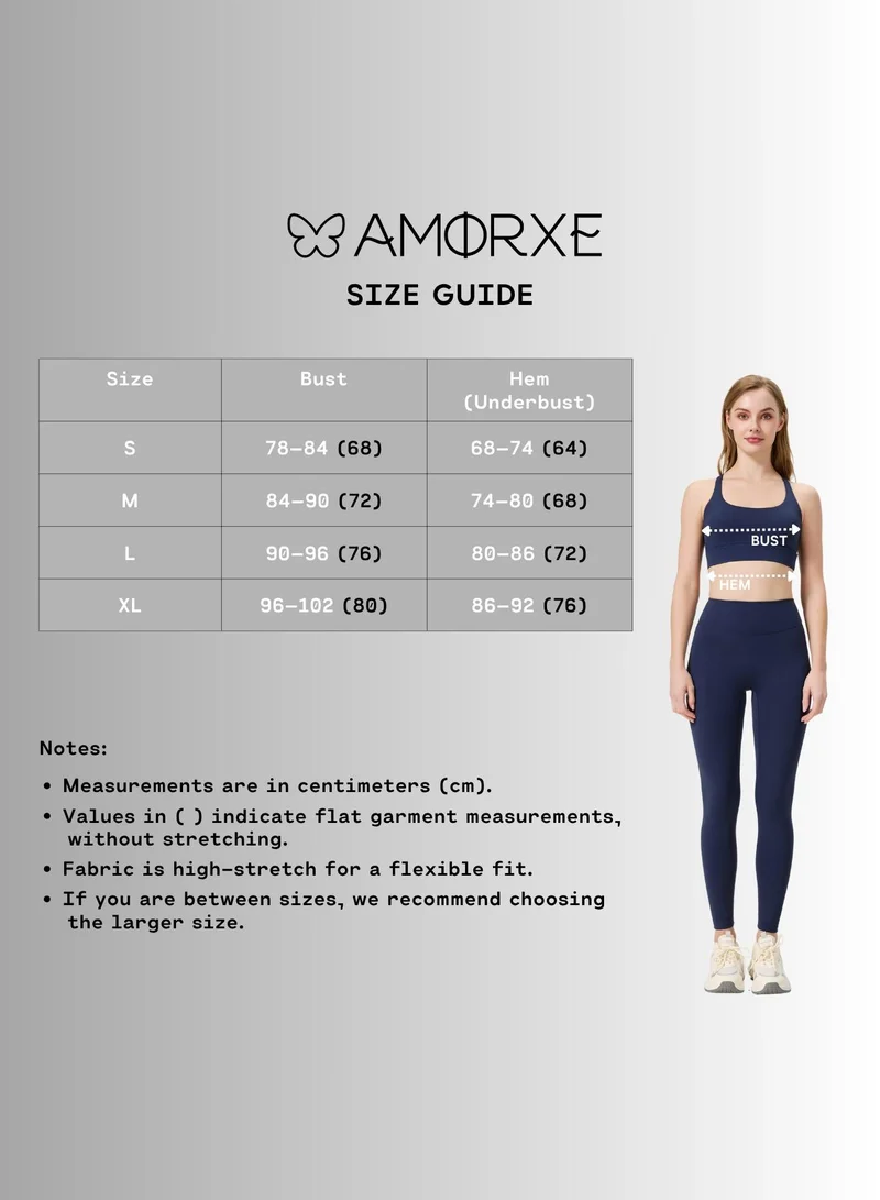 Amorxe Dark Blue Workout Sports Bra Strappy Back Removable Pad Medium Support for Women | Best Price UAE
