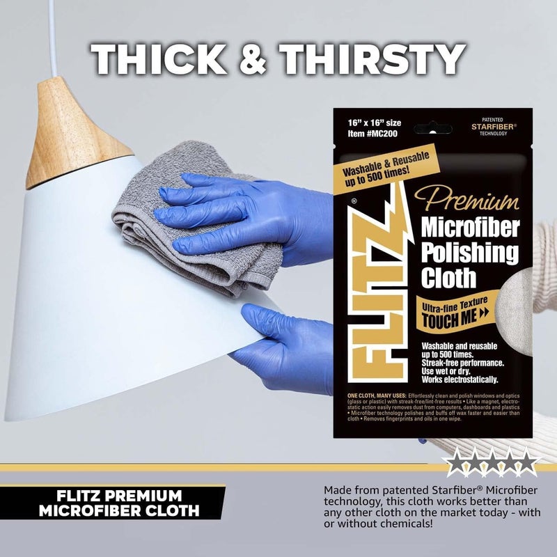 Flitz Premium Microfiber Polishing Cloth - 16" x 16" - Image 2