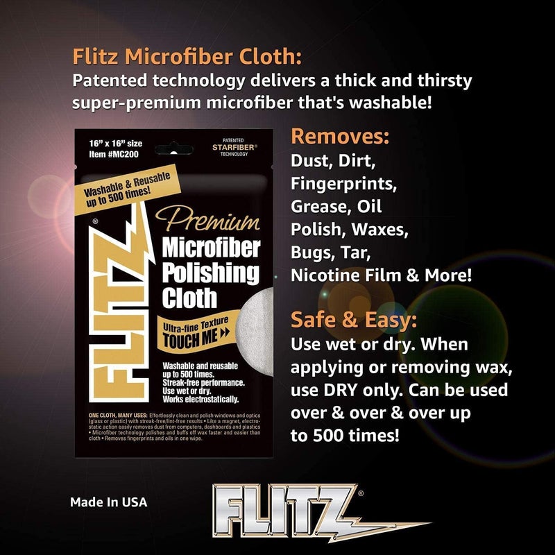 Flitz Premium Microfiber Polishing Cloth - 16" x 16" - Image 4