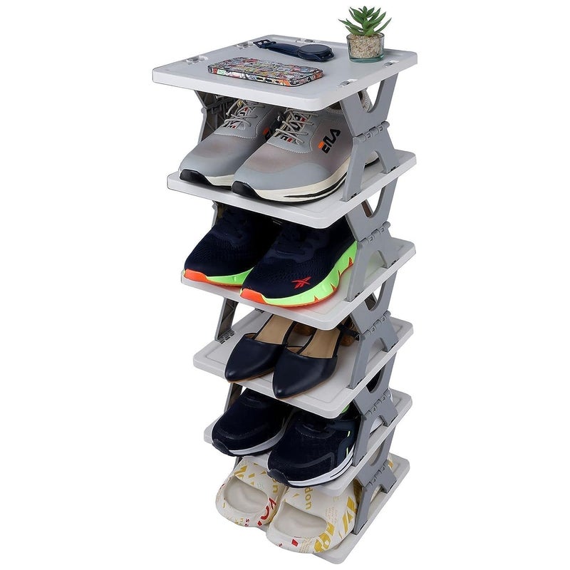 BBD kitchen shop 6 Layer Shoe Rack Stackable Storage Organizer for Bedroom entryway Adjustable Rack Slots Shelf Easy Footwear Shoes Home Stand RackStackable entryway Multicolor - Image 3