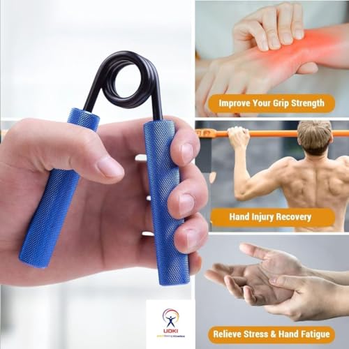 UDKI 300 LB (125–135 KG) Heavy-Duty Hand Grip Strengthener – Blue | Non-Slip Knurled Handles | Metal Forearm & Grip Trainer for Strength Training, Muscle Building & Rehab - Image 5