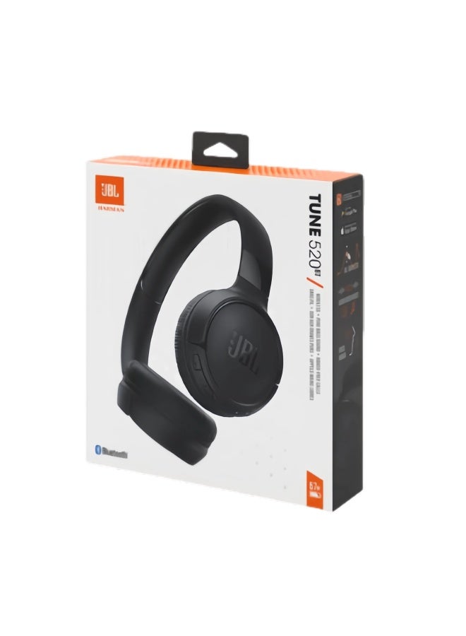 JBL Tune 520Bt Wireless On Ear Headphones Pure Bass Sound 57H Battery Hands Free Call Plus Voice Aware Multi Point Connection Lightweight And Foldable - Black - Image 4