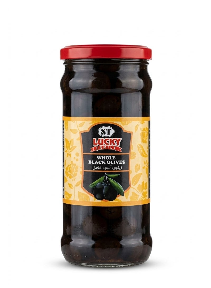 Whole Black Olives Glass Jar 340g