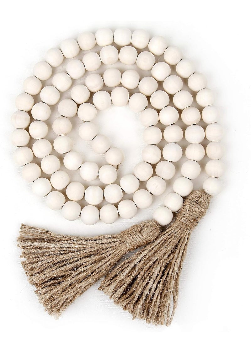Generic Stellar 1PC Wooden Decorative Bead Rustic Country Home Boho Decor Wooden Decorative Garland with Tassels Wall Hanging Beads for Living Room, Bedroom  - Image 1