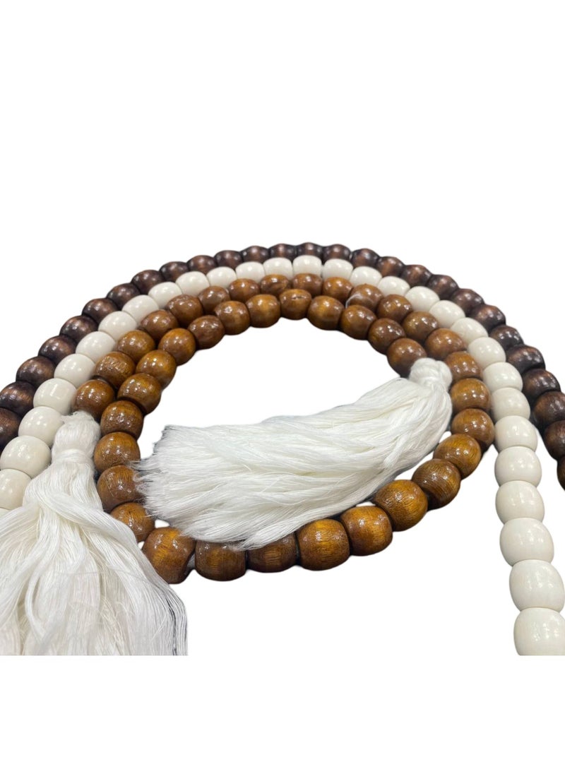 Generic Stellar 1PC Wooden Decorative Bead Rustic Country Home Boho Decor Wooden Decorative Garland with Tassels Wall Hanging Beads for Living Room, Bedroom  - Image 4