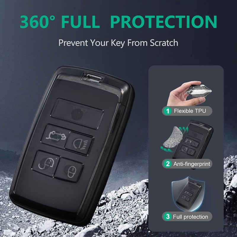 Flensent TPU Key Fob Cover for Land Rover - 5 Buttons, Black - Image 4