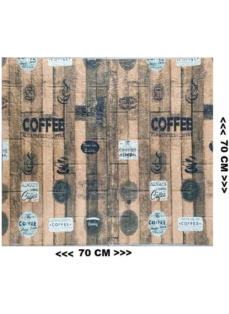 Renkli Duvarlar - Colorful Walls Self Adhesive Open Coffee Corner Kitchen Living Room Cafe Wallpaper Panel 70X70CM 1 Piece NW172 - Image 1
