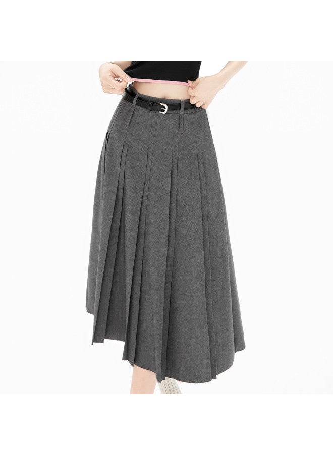 EPTISON تنورة A-line عالية الخصر للنساء - أسلوب المدرسة الصيفية بتصميم حافة خام، تنورة متوسطة الطول بخصر مزدوج مطوي - Image 4