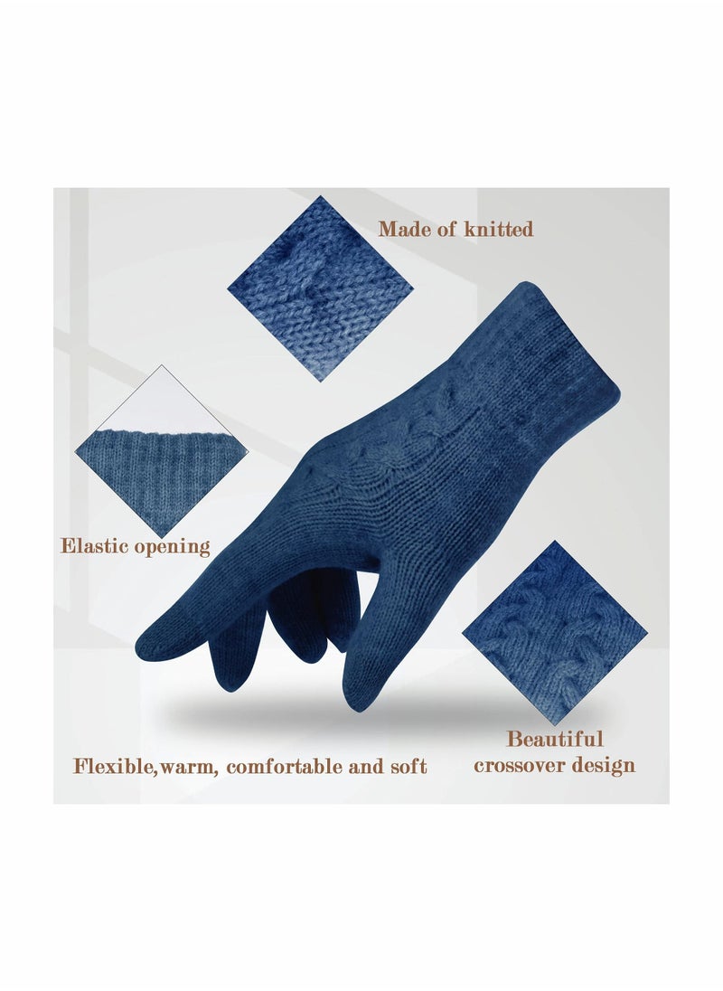 SYOSI Women Touch Screen Gloves - Winter Warm Gloves Touchscreen Mittens Thermal Fleece Lined Knitted Gloves for Outdoor  - Image 2