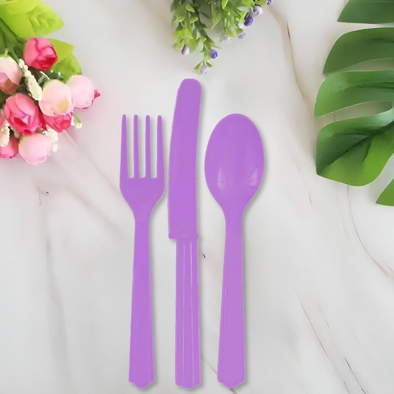 Amscan Assorted New Purple Plastic Cutlery (Pack of 24) - Elegant  Durable & Disposable Party Supplies for Every Occasion - Image 3