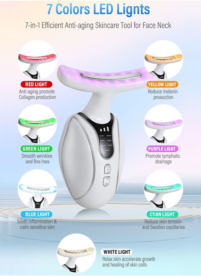 MAANGE Neck Beauty Device, 3 Modes Neck Face Lifting Massager, 7-in-1 Efficient Anti-aging Skincare Tool for Face Neck (White)  - Image 5