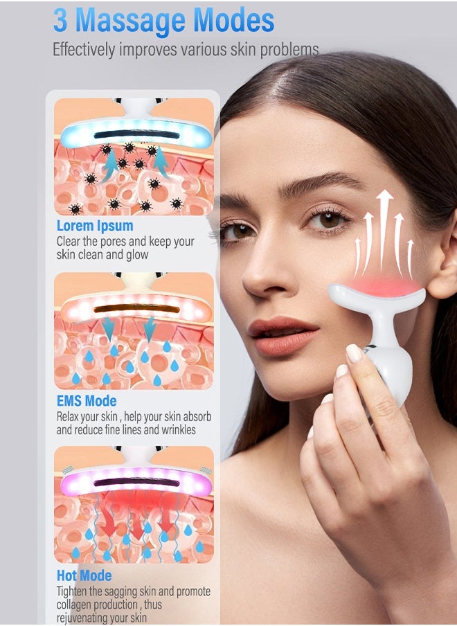MAANGE Neck Beauty Device, 3 Modes Neck Face Lifting Massager, 7-in-1 Efficient Anti-aging Skincare Tool for Face Neck (White)  - Image 4