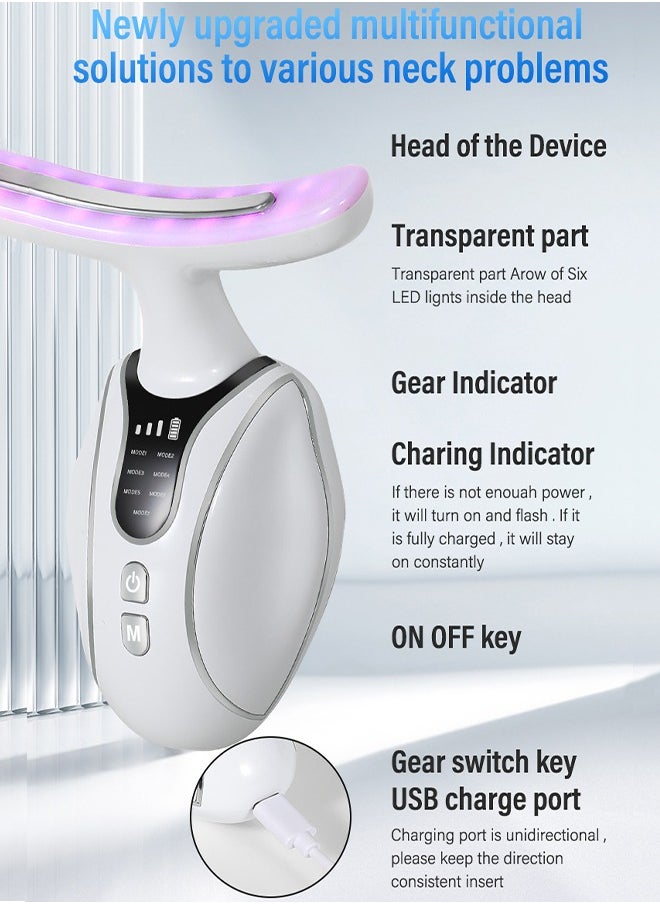MAANGE Neck Beauty Device, 3 Modes Neck Face Lifting Massager, 7-in-1 Efficient Anti-aging Skincare Tool for Face Neck (White)  - Image 3