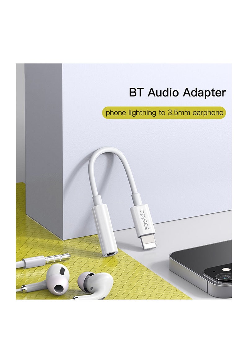 Yesido - Yesido YAU31 Lightning to Aux Audio Cable Adapter with 10CM 3.5mm AUX Headphones Adapter - White - Image 1