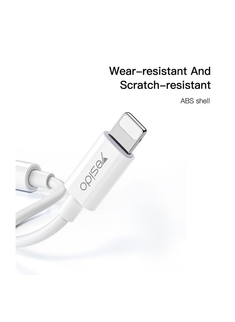 Yesido - Yesido YAU31 Lightning to Aux Audio Cable Adapter with 10CM 3.5mm AUX Headphones Adapter - White - Image 1