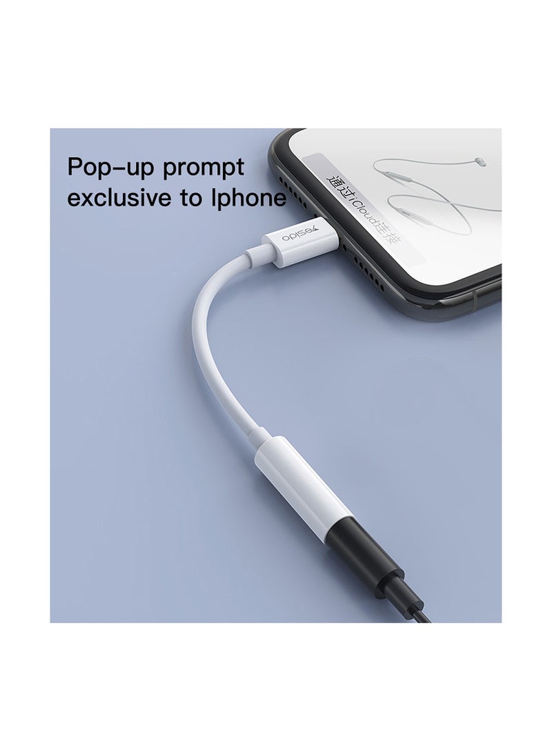 Yesido - Yesido YAU31 Lightning to Aux Audio Cable Adapter with 10CM 3.5mm AUX Headphones Adapter - White - Image 1