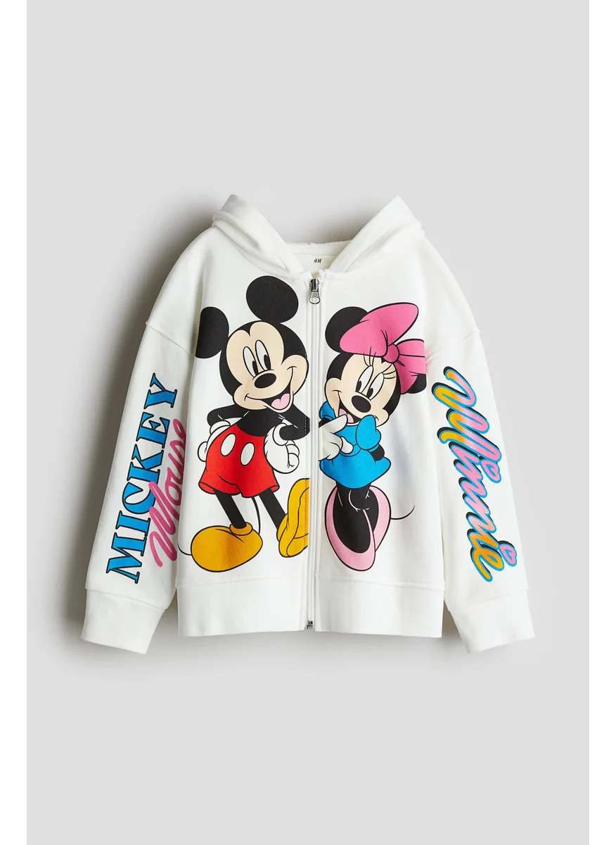 اتش اند ام Printed Zip-Through Hoodie