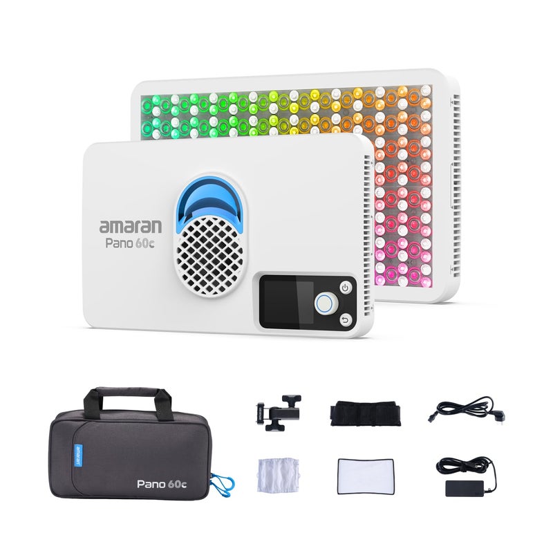 amaran Pano 60c KitCompact 60W RGBWW Full Color Panel LightSupport USBC PDCCT 2300K10000K12 Lighting EfectsAPP Control wSoftbox Studio Light Photography Lighting Pano 60c White - Image 2