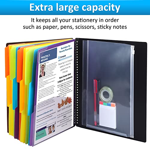 HABGP 24 Pocket Plastic folders with Pockets, 12 Colors Multi Pocket Folder Binder with Dividers, Office Organizer Folder Letter Size School Supplies - Image 2