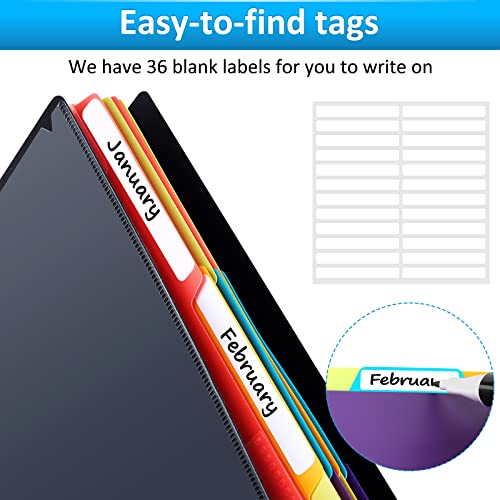HABGP 24 Pocket Plastic folders with Pockets, 12 Colors Multi Pocket Folder Binder with Dividers, Office Organizer Folder Letter Size School Supplies - Image 3