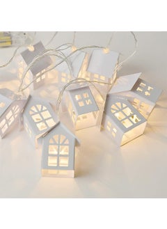 KOSHIYA KOSHIYA Wooden White House Shaped Led String Light 14 pcs String Light Room Decor String Lamps Christmas Party White House Shaped Led White  - Image 3