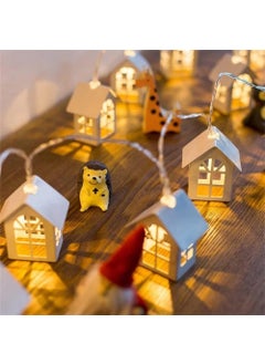 KOSHIYA KOSHIYA Wooden White House Shaped Led String Light 14 pcs String Light Room Decor String Lamps Christmas Party White House Shaped Led White  - Image 1