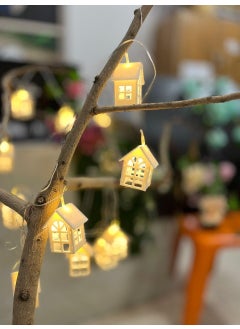 KOSHIYA KOSHIYA Wooden White House Shaped Led String Light 14 pcs String Light Room Decor String Lamps Christmas Party White House Shaped Led White  - Image 5