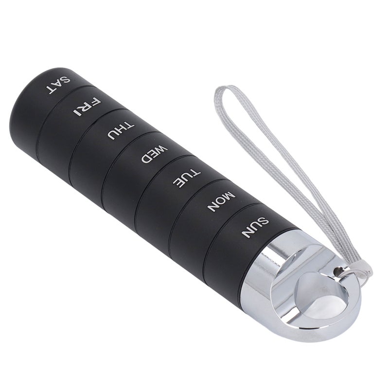 Weekly Medicine Organizer Aluminum Alloy 7 Day Waterproof Travel Medicine Case Portable Metal Daily Medicine Box Round Hole Black - Image 5