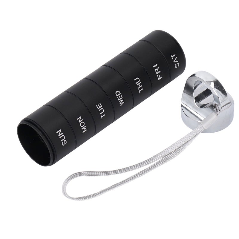 Weekly Medicine Organizer Aluminum Alloy 7 Day Waterproof Travel Medicine Case Portable Metal Daily Medicine Box Round Hole Black - Image 3